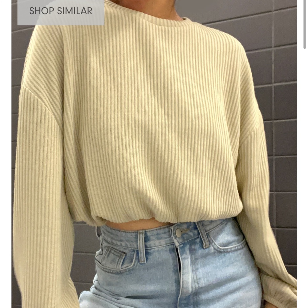 OAK + FORT Bubble Hem Sweater Top